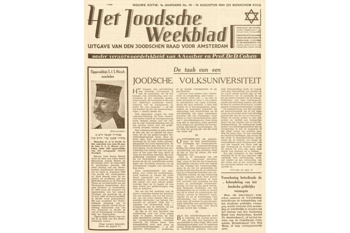 Het Joodsche weekblad - uitgave van den Joodschen Raad voor Amsterdam - 1941-08-15-700x700