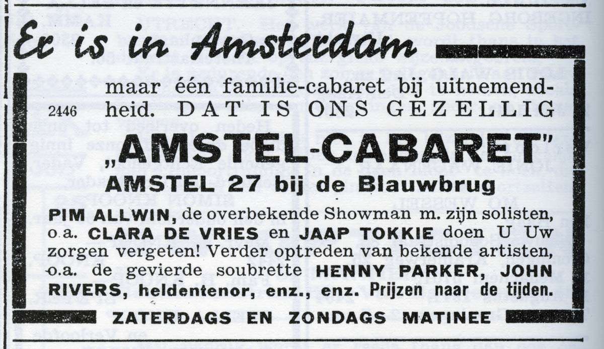 Vries, Clara de Amstel Cabaret HJW 25 juli 1941 p 12 608